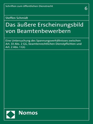 cover image of Das äußere Erscheinungsbild von Beamtenbewerbern